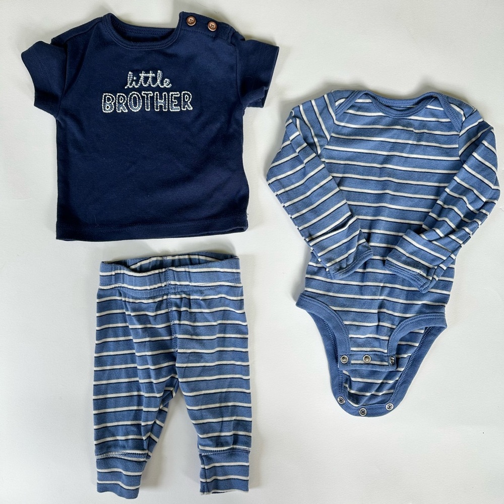 Blue Striped Baby Outfit Set